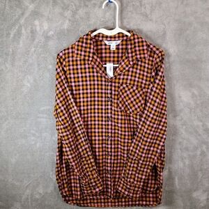 Old Navy Pink and Orange Plaid Shirt